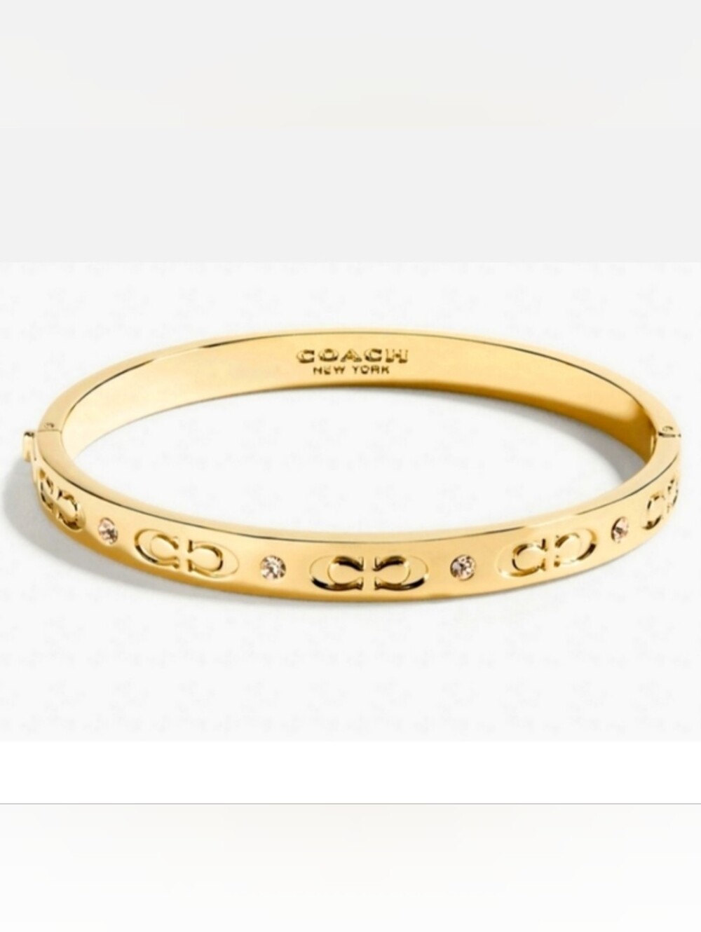 NWT! Coach Signature Hinged Bangle in Gold